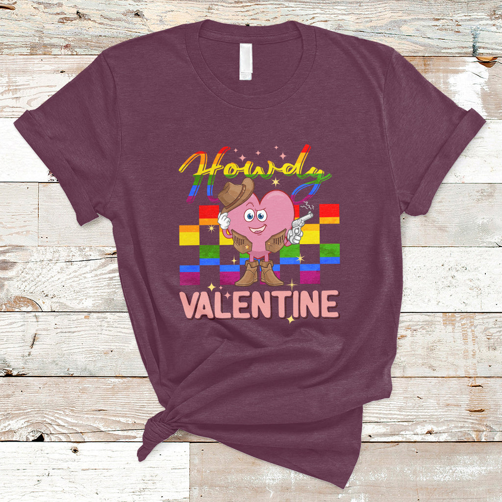 Howdy Valentine Funny Valentine's Day Cowboy Heart Groovy T-Shirt - Wonder Print Shop