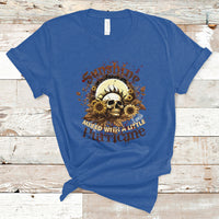 Sunshine Mixed With A Little Hurricane Floral Sunflower Skull Funny T-Shirt - Wonder Print Shop