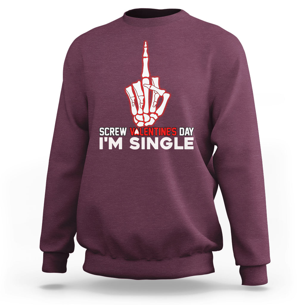 Screw Valentine Ew Anti Valentine's Day Middle Finger Sweatshirt - Wonder Print Shop