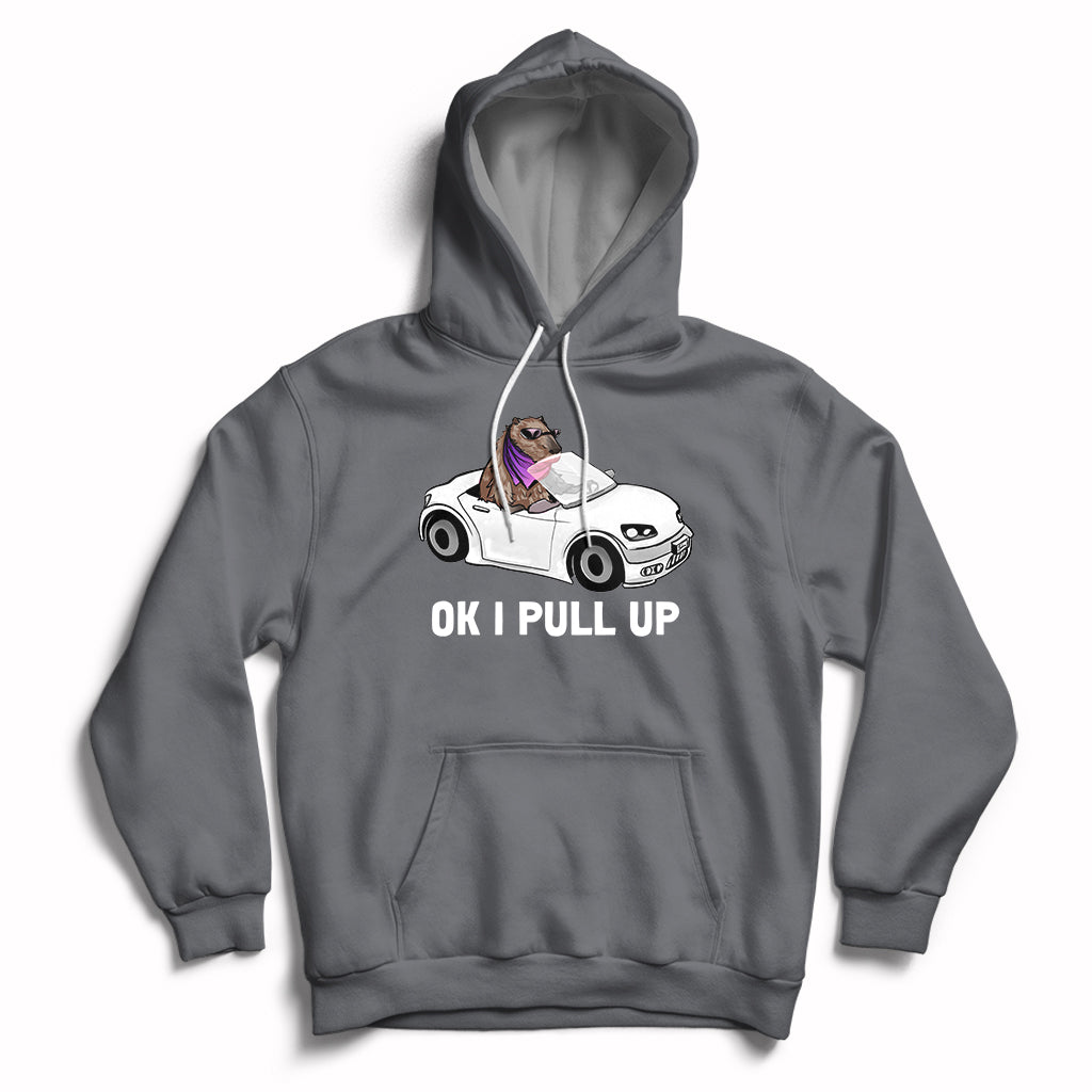 Funny Ok I Pull Up Meme Cool Capybara Driving Car Hoodie - Wonder Print Shop