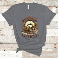 Sunshine Mixed With A Little Hurricane Floral Sunflower Skull Funny T-Shirt - Wonder Print Shop