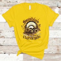 Sunshine Mixed With A Little Hurricane Floral Sunflower Skull Funny T-Shirt - Wonder Print Shop