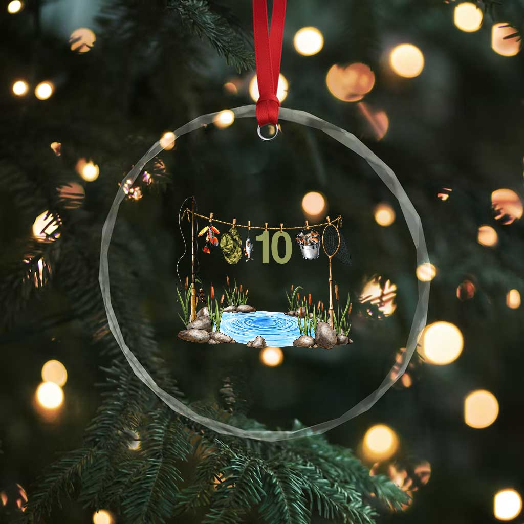 10th Birthday Fishing Crystal Glass Ornament Fisherman Birthday Party Gift