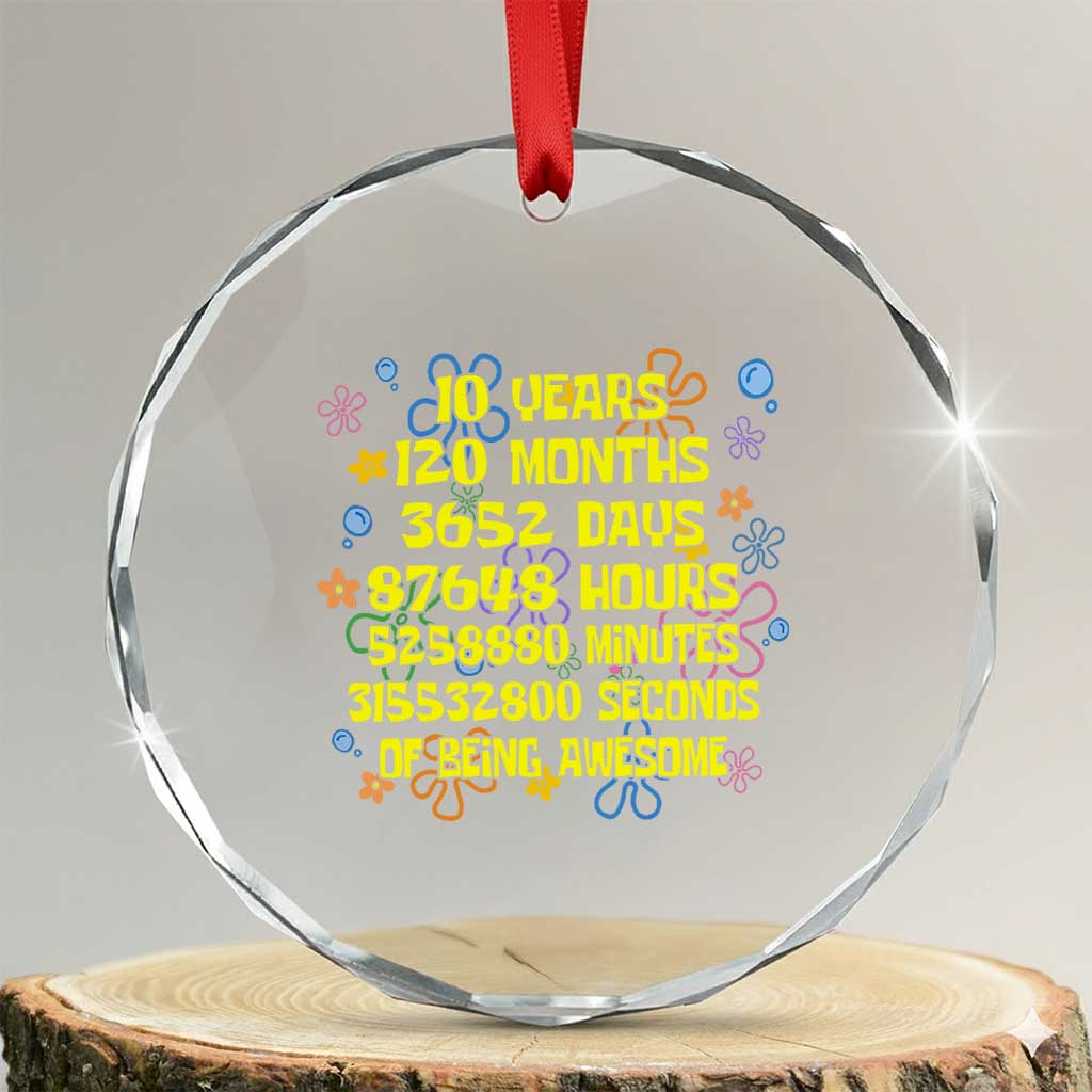 10th Birthday Gifts Crystal Glass Ornament Flowers 10 Years Of Being Awesome 10 Year Old Bday
