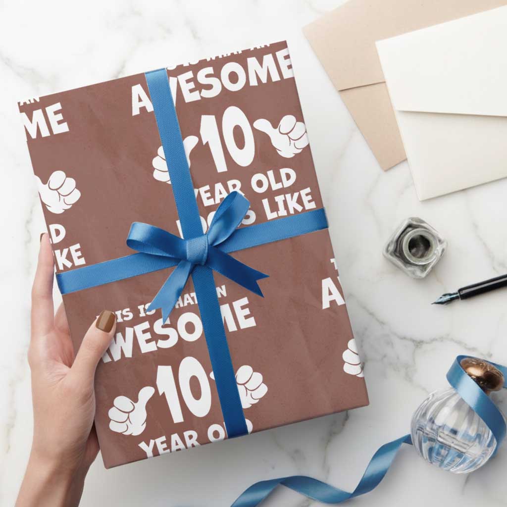 10th Birthday Gifts Wrapping Paper Roll Awesome 10 Year Old Bday Son Boy Girl 9yr