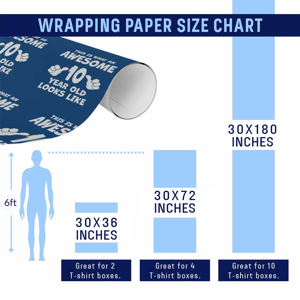 10th Birthday Gifts Wrapping Paper Roll Awesome 10 Year Old Bday Son Boy Girl 9yr