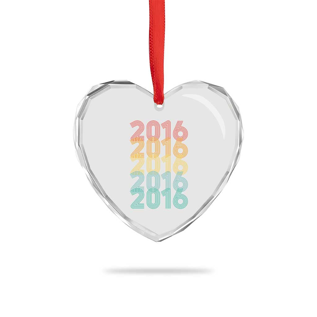 10th Birthday Heart Crystal Glass Ornament Vintage 2016 Retro 10 Years Old Birthday