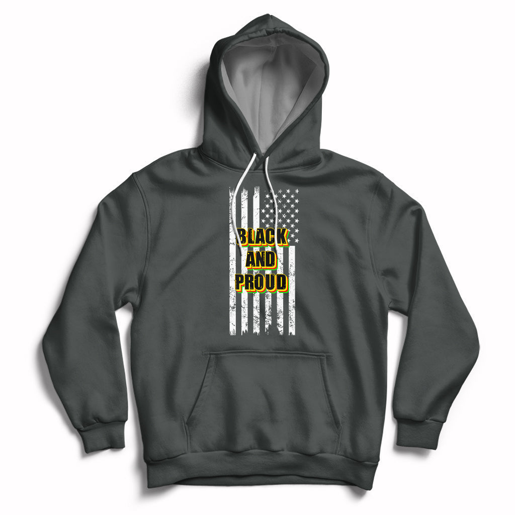 BHM Black And Proud African American Pride Us Flag Hoodie - Wonder Print Shop