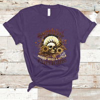 Sunshine Mixed With A Little Hurricane Floral Sunflower Skull Funny T-Shirt - Wonder Print Shop