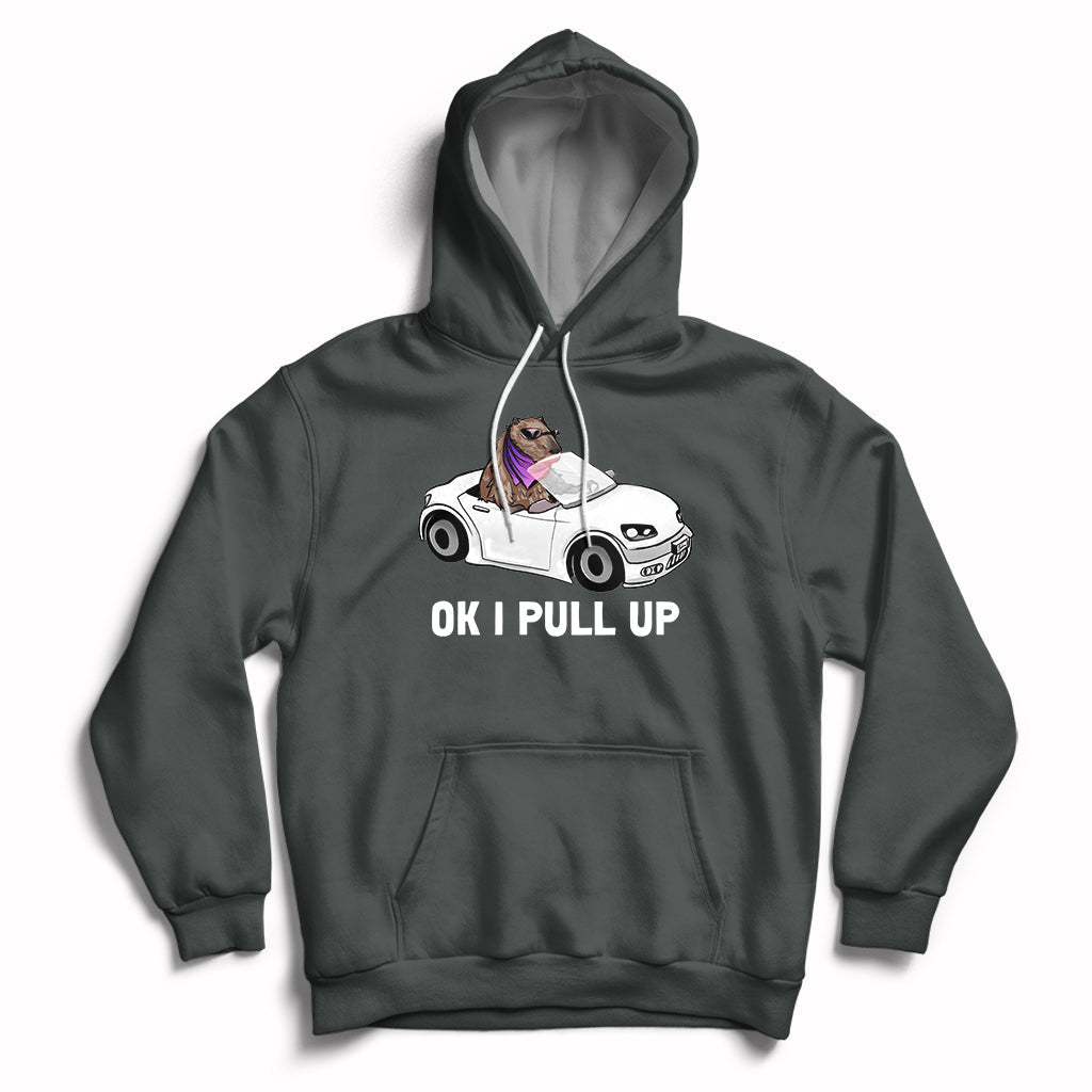 Funny Ok I Pull Up Meme Cool Capybara Driving Car Hoodie - Wonder Print Shop