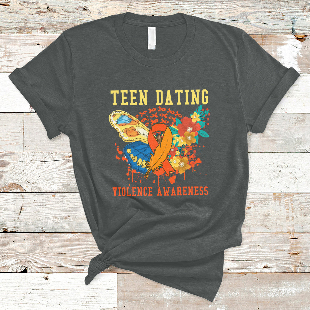 Spread Teen Dating Violence Awareness Orange Butterfly T-Shirt - Wonder Print Shop