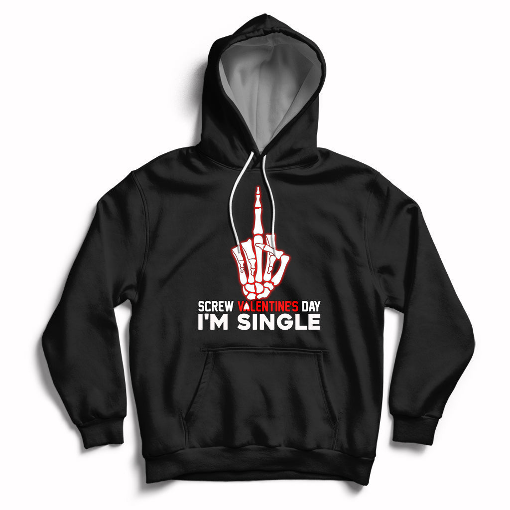 Screw Valentine Ew Anti Valentine's Day Middle Finger Hoodie - Wonder Print Shop