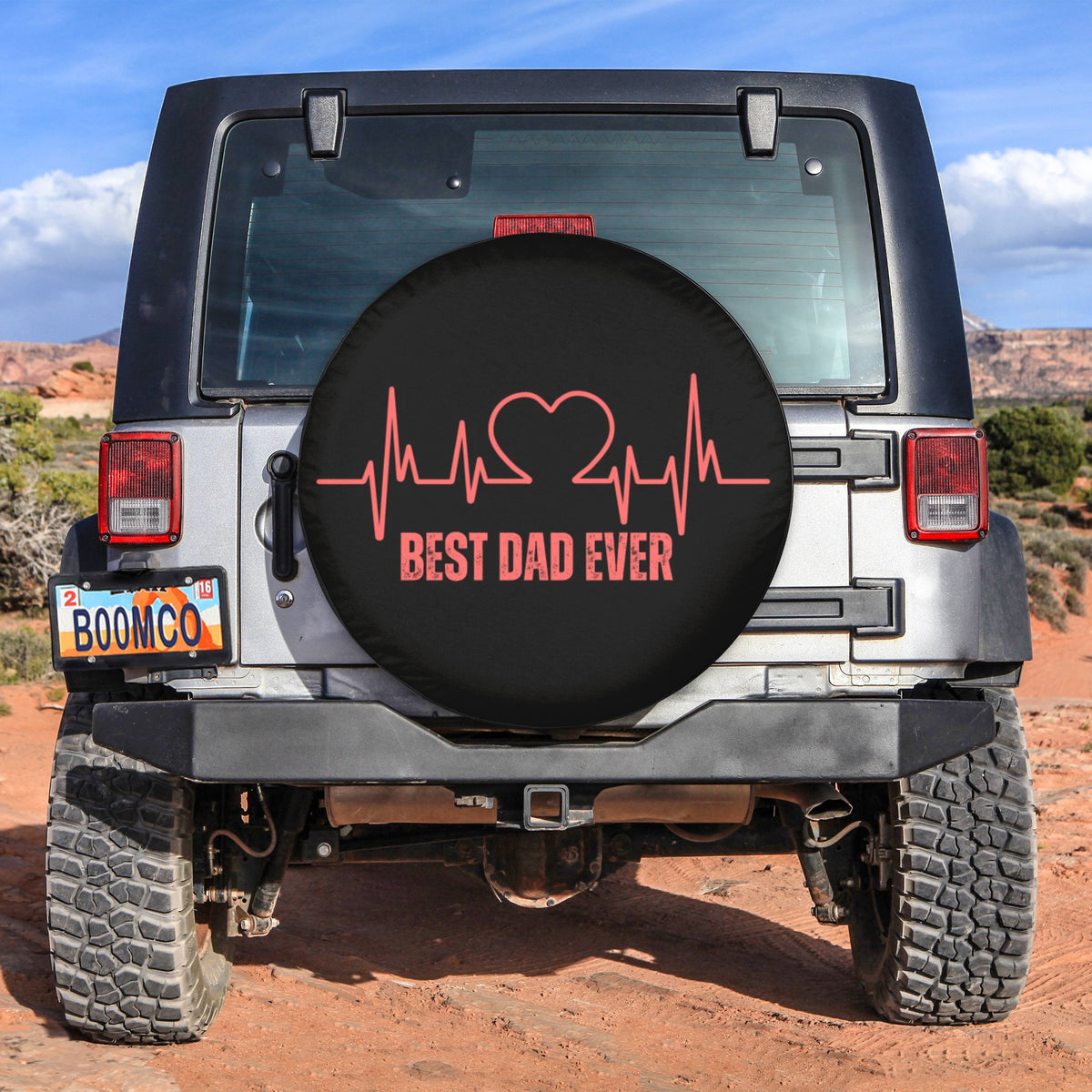 Father's Day Tire Covers - Best Dad Ever Heart Beat Spare Tire Cover NO.11 LT8 - Wonder Print Shop