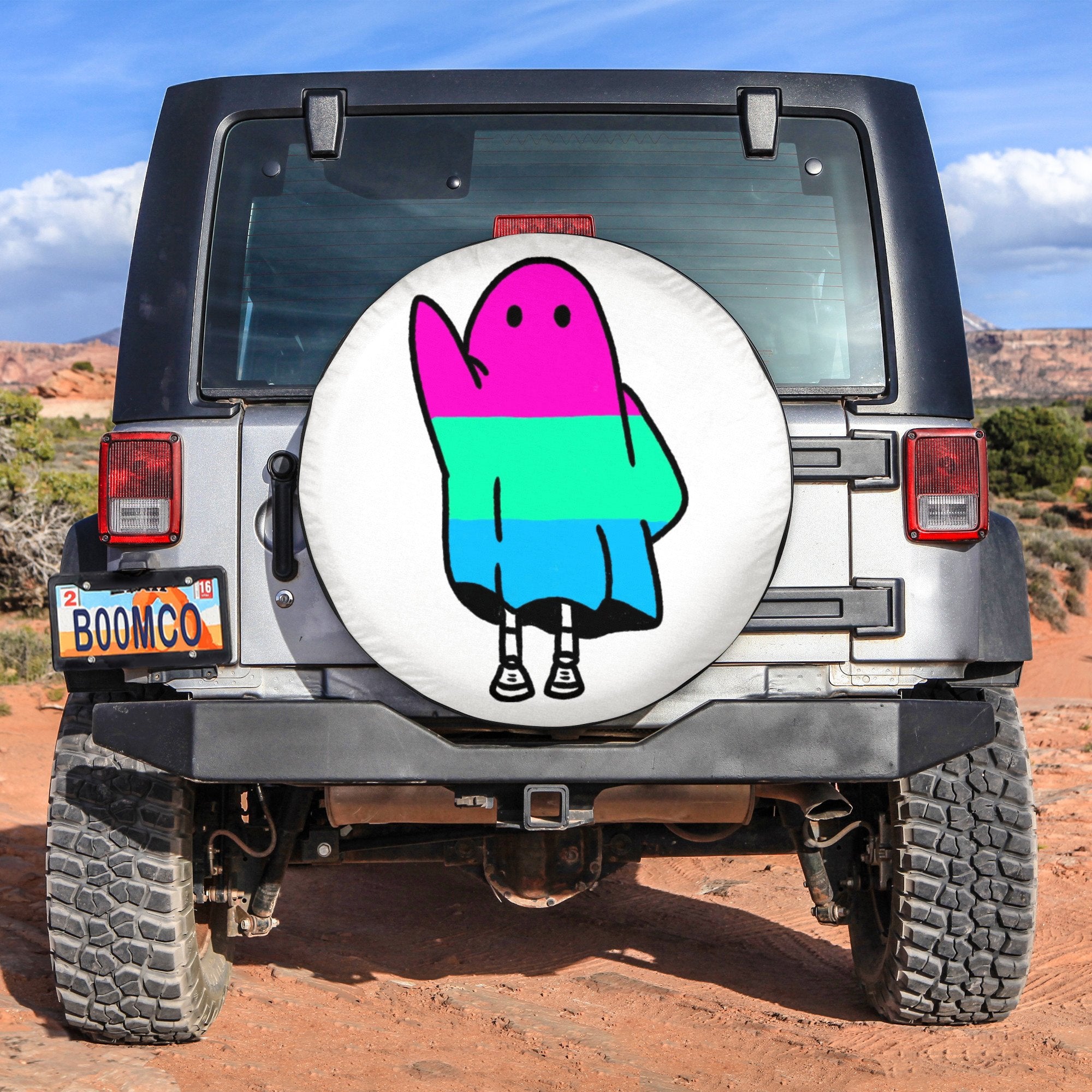 LGBT Tire Covers - Polysexual Ghost Pride Spare Tire Cover NO.46 LT8 - Wonder Print Shop