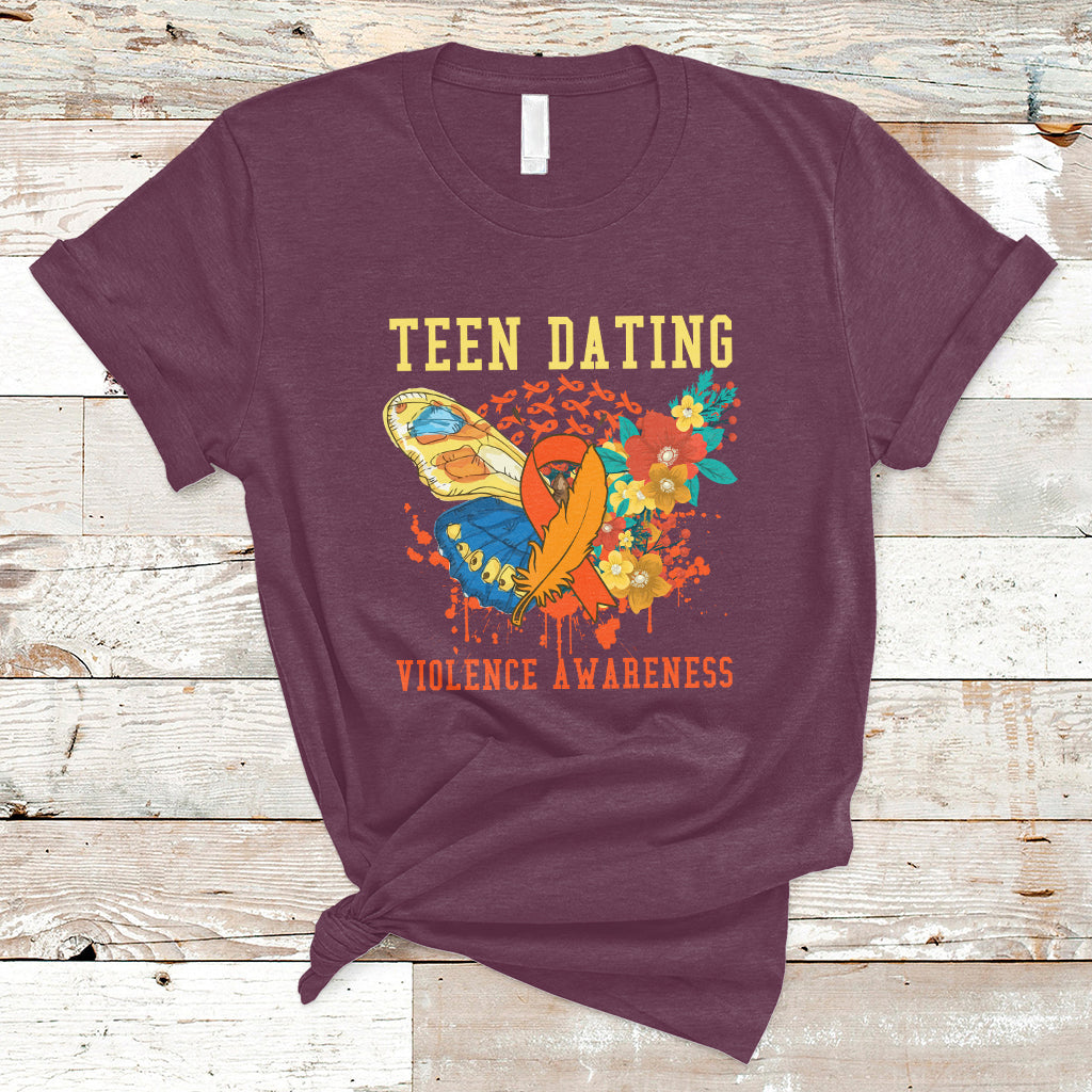 Spread Teen Dating Violence Awareness Orange Butterfly T-Shirt - Wonder Print Shop