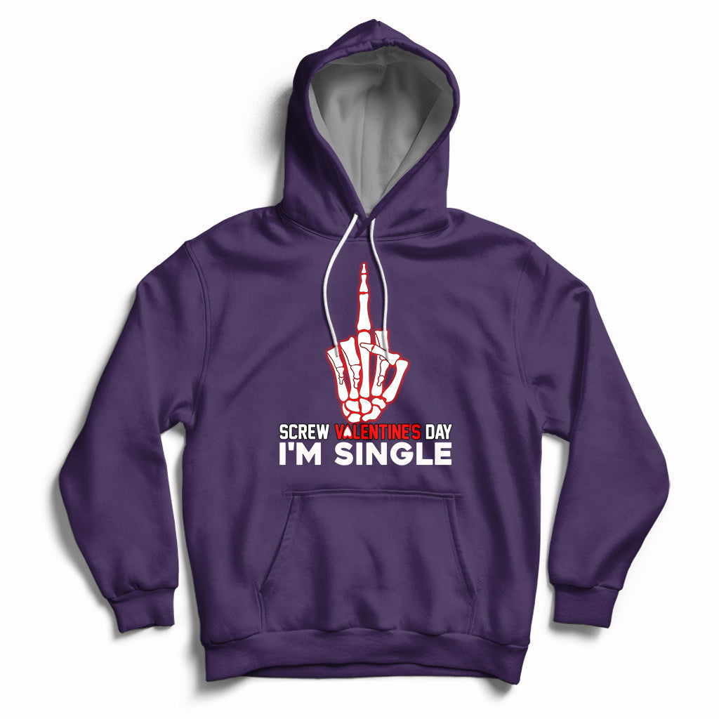 Screw Valentine Ew Anti Valentine's Day Middle Finger Hoodie - Wonder Print Shop