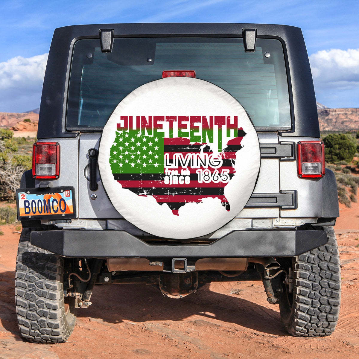 African Tire Covers - Juneteenth Spare Tire Cover U.S Map Flag Living Free-ish Since 1865 NO.115 LT8 - Wonder Print Shop