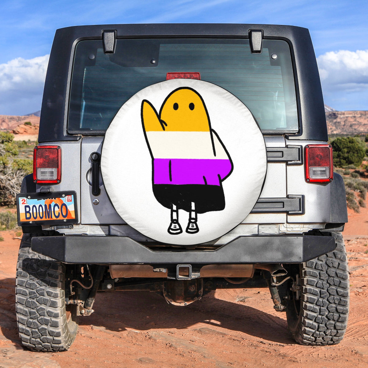 LGBT Tire Covers - Nonbinary Ghost Pride Spare Tire Cover NO.51 LT8 - Wonder Print Shop