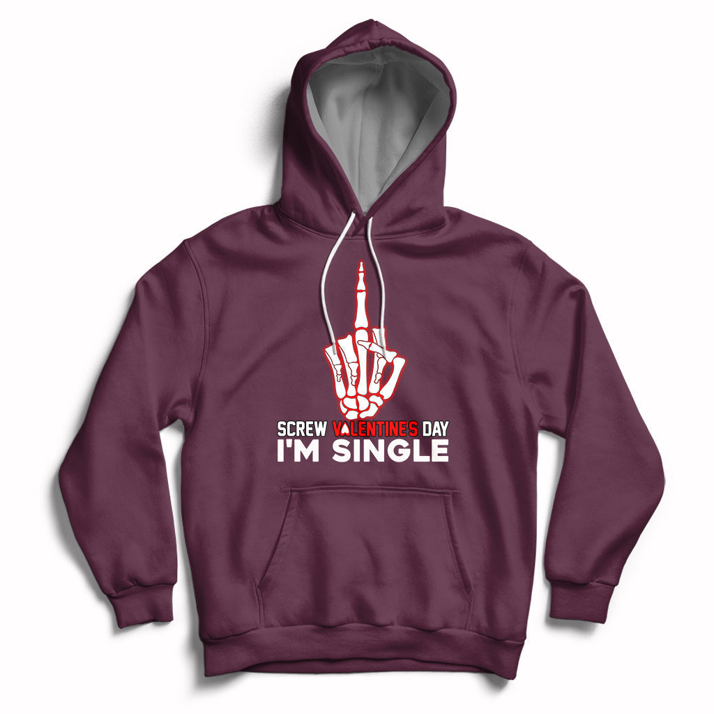 Screw Valentine Ew Anti Valentine's Day Middle Finger Hoodie - Wonder Print Shop