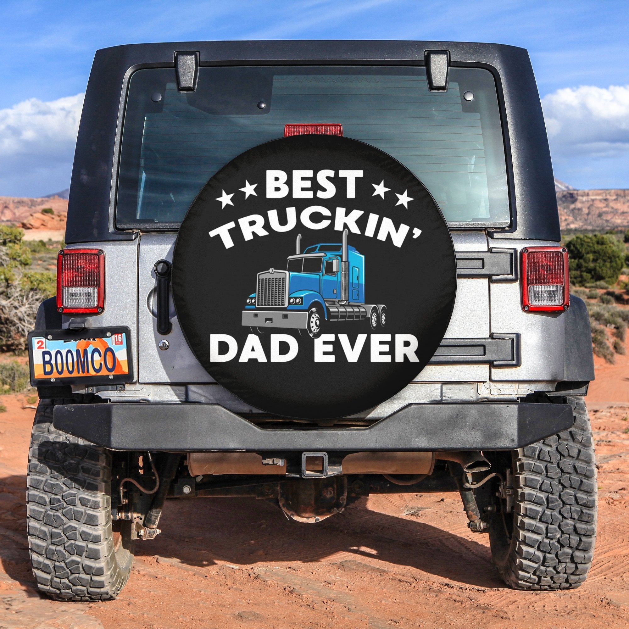 Father's Day Tire Covers - Best Trucking Dad Ever Spare Tire Cover NO.117 LT8 - Wonder Print Shop