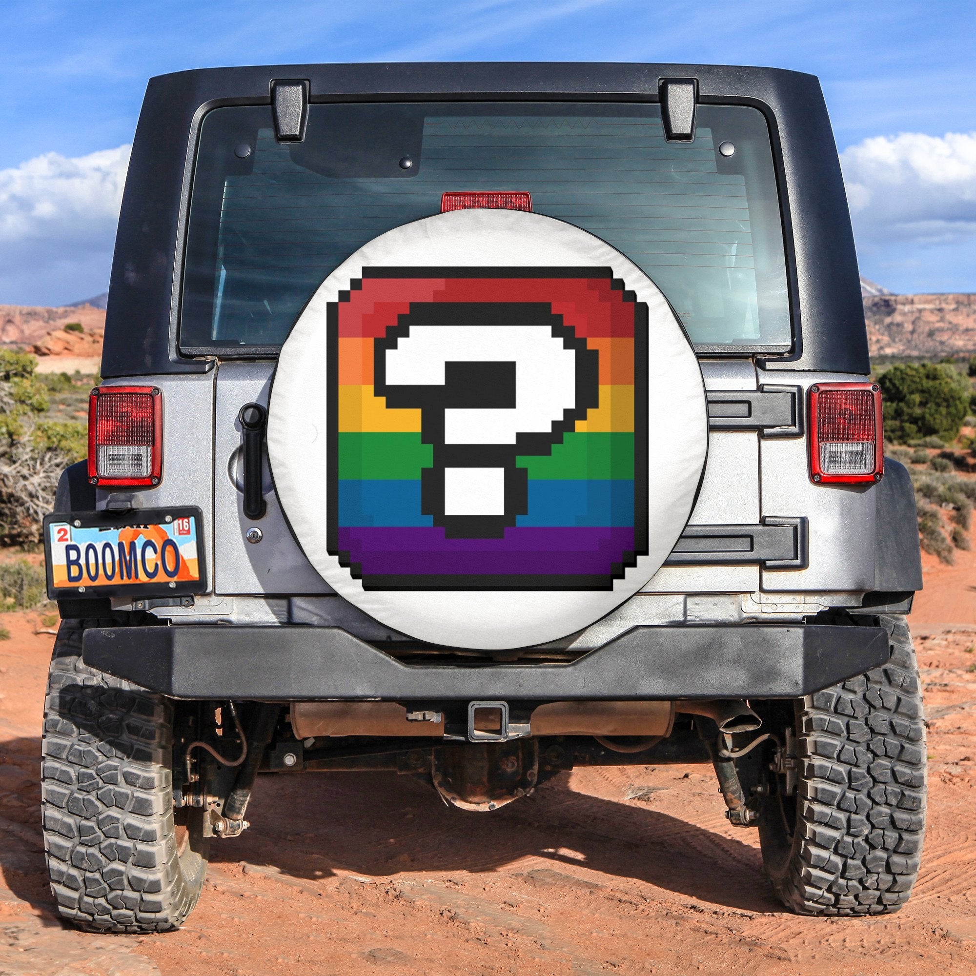 LGBT Tire Covers - LGBTQ Pride Rainbow Pixel Question Mark Box Spare Tire Cover NO.54 LT8 - Wonder Print Shop