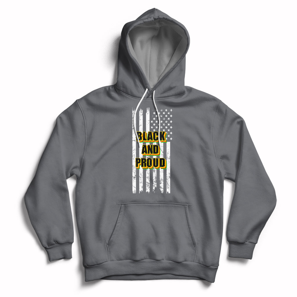 BHM Black And Proud African American Pride Us Flag Hoodie - Wonder Print Shop