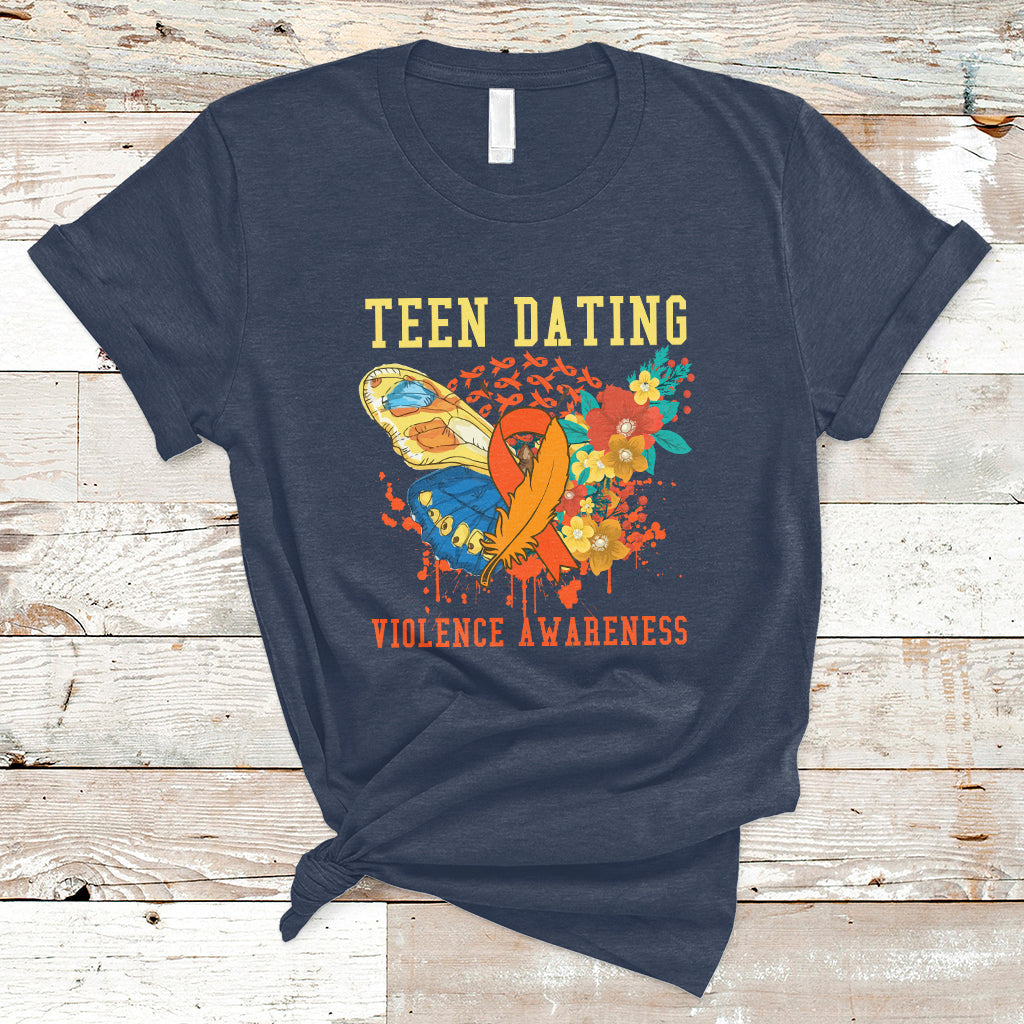 Spread Teen Dating Violence Awareness Orange Butterfly T-Shirt - Wonder Print Shop