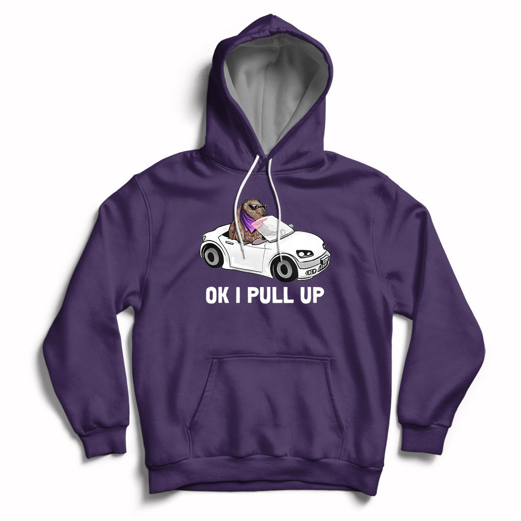 Funny Ok I Pull Up Meme Cool Capybara Driving Car Hoodie - Wonder Print Shop