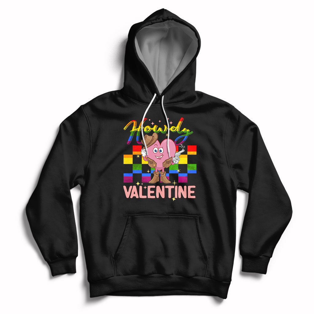 Howdy Valentine Funny Valentine's Day Cowboy Heart Groovy Hoodie - Wonder Print Shop