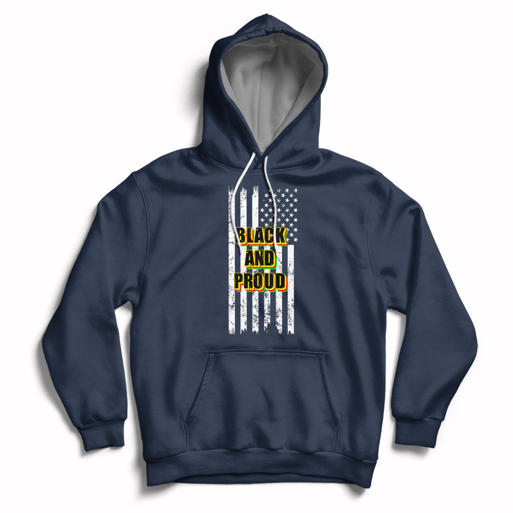 BHM Black And Proud African American Pride Us Flag Hoodie - Wonder Print Shop