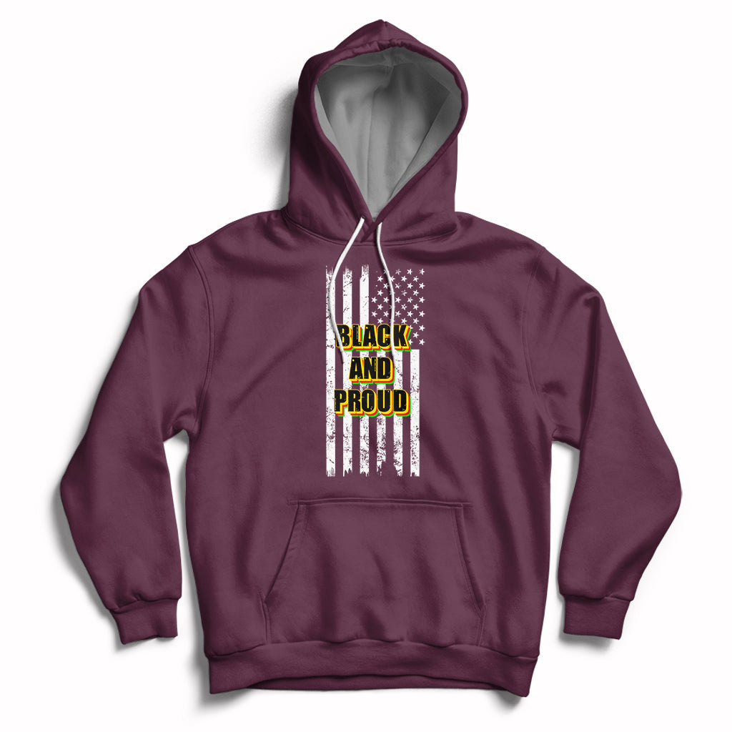 BHM Black And Proud African American Pride Us Flag Hoodie - Wonder Print Shop