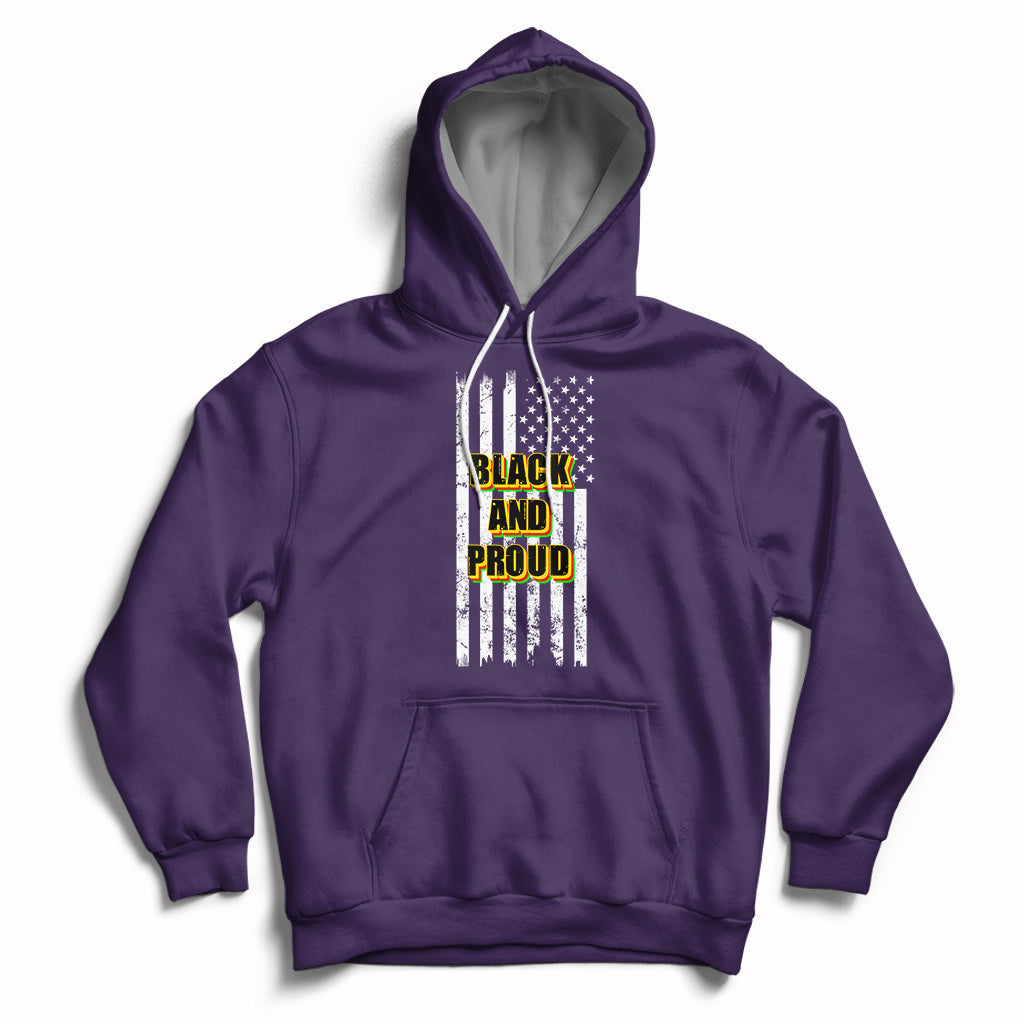BHM Black And Proud African American Pride Us Flag Hoodie - Wonder Print Shop
