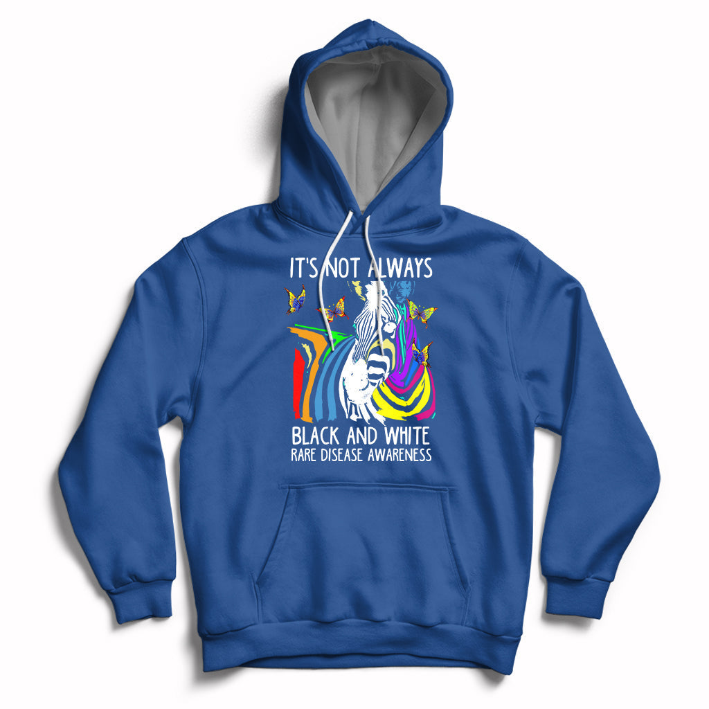 It's Not Always Black And White Rare Disease Awareness Rainbow Zebra Kids Hoodie - Wonder Print Shop