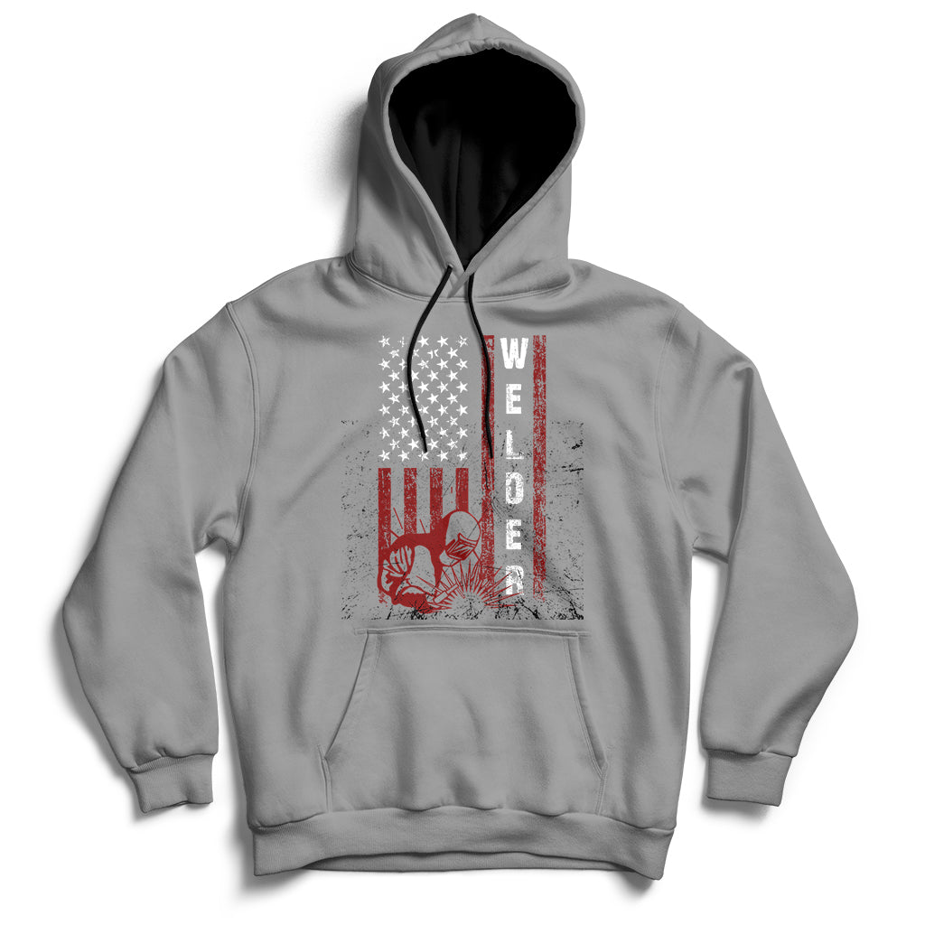 Welder Vintage Usa American Flag Patriotic Welding Hoodie - Wonder Print Shop