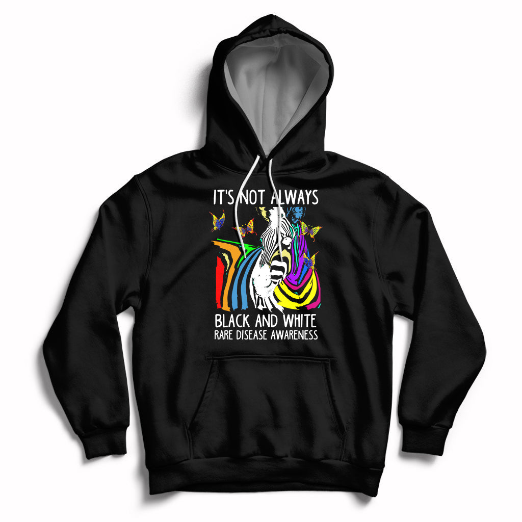 It's Not Always Black And White Rare Disease Awareness Rainbow Zebra Kids Hoodie - Wonder Print Shop