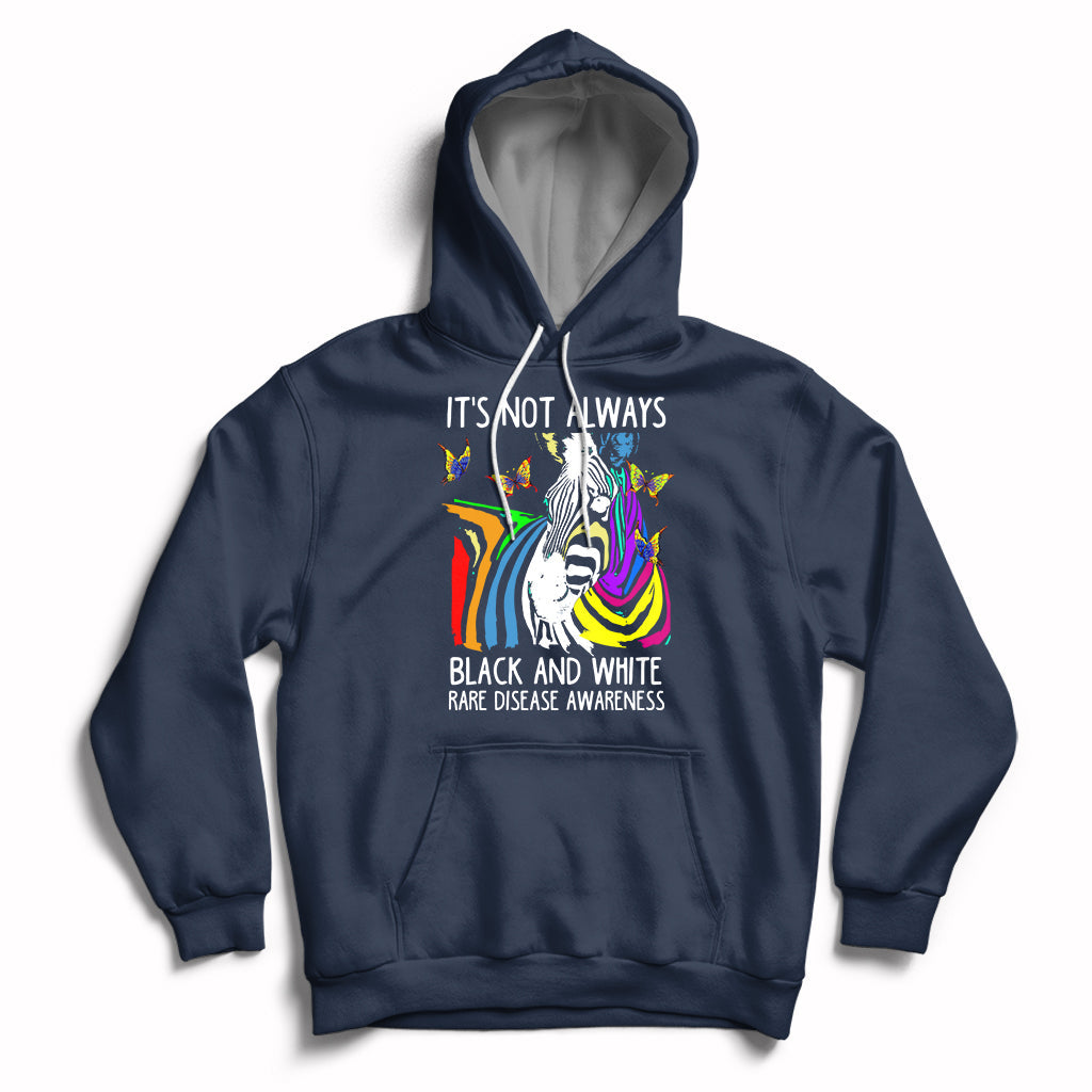 It's Not Always Black And White Rare Disease Awareness Rainbow Zebra Kids Hoodie - Wonder Print Shop