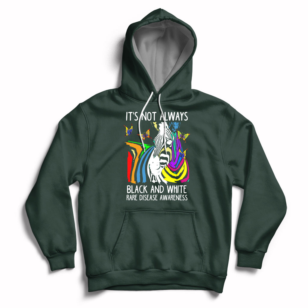 It's Not Always Black And White Rare Disease Awareness Rainbow Zebra Kids Hoodie - Wonder Print Shop
