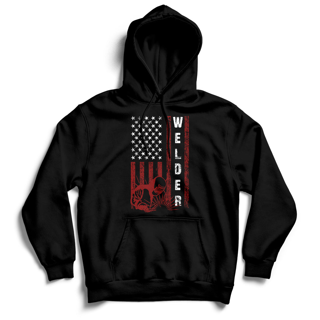 Welder Vintage Usa American Flag Patriotic Welding Hoodie - Wonder Print Shop