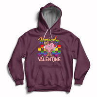 Maroon hoodie with cowboy heart Valentine graphic and colorful Howdy text