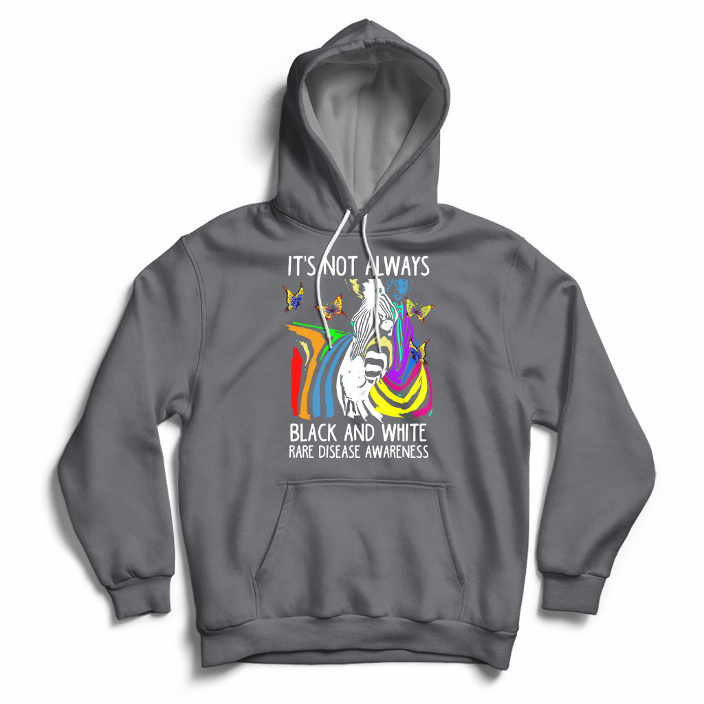 It's Not Always Black And White Rare Disease Awareness Rainbow Zebra Kids Hoodie - Wonder Print Shop