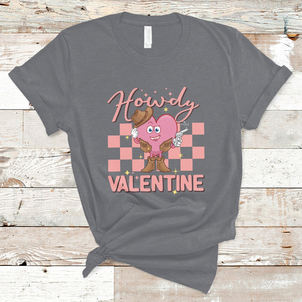Howdy Valentine Funny Valentine's Day Cowboy Heart Groovy T-Shirt - Wonder Print Shop
