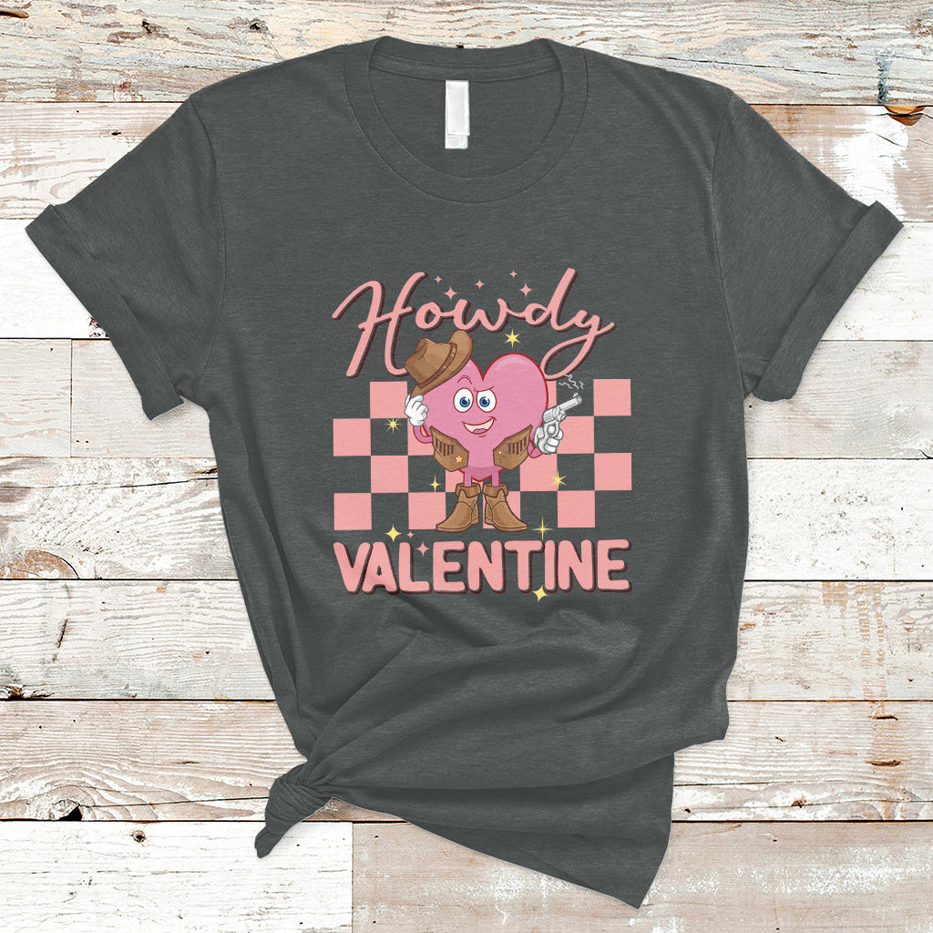 Howdy Valentine Funny Valentine's Day Cowboy Heart Groovy T-Shirt - Wonder Print Shop