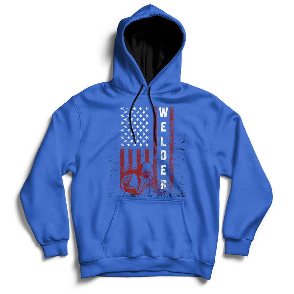 Welder Vintage Usa American Flag Patriotic Welding Hoodie - Wonder Print Shop