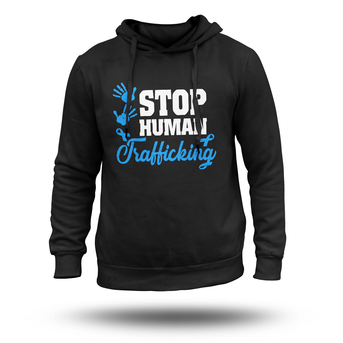 Stop Human Trafficking Blue Ribbon, Awareness Hoodie - Wonder Print Shop