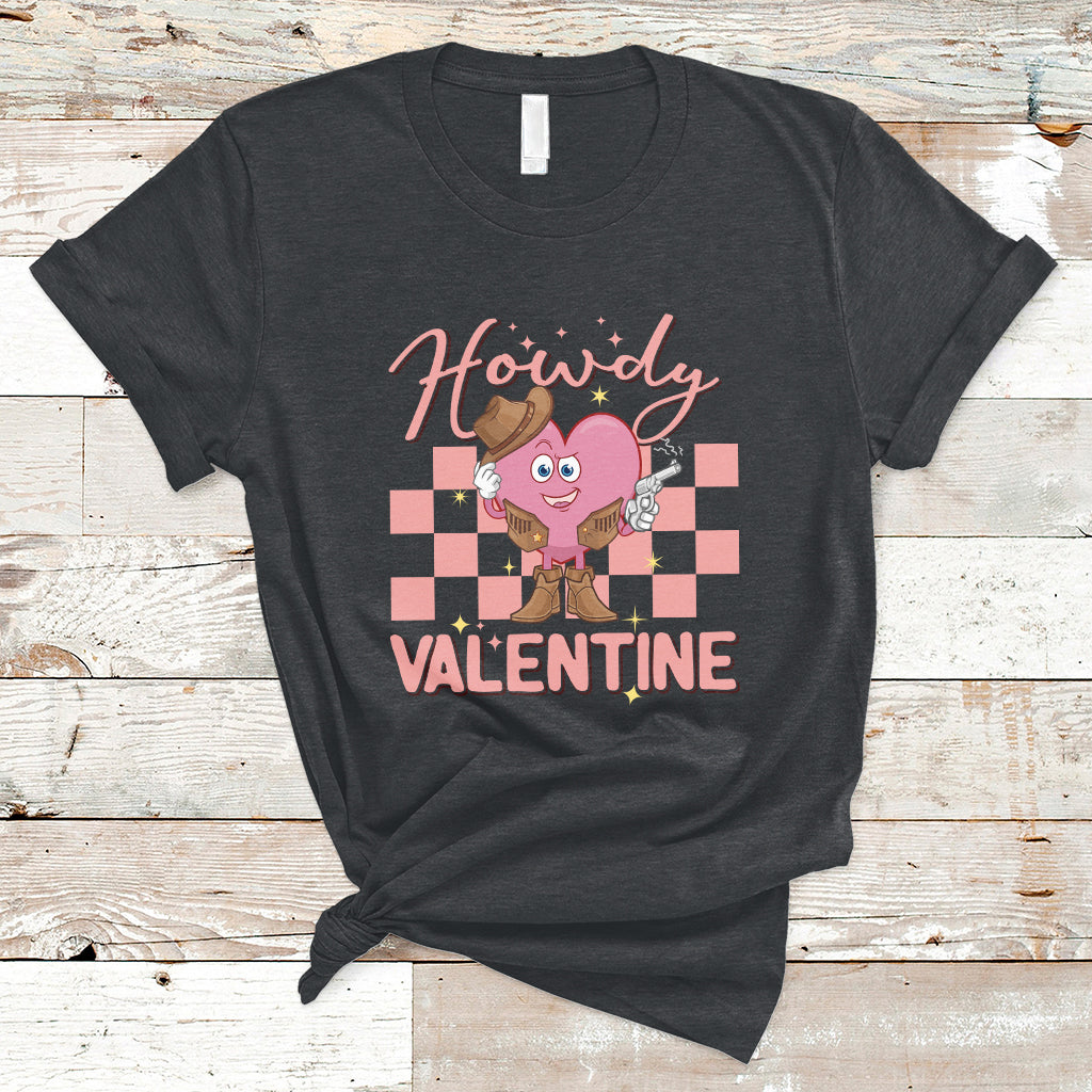 Howdy Valentine Funny Valentine's Day Cowboy Heart Groovy T-Shirt - Wonder Print Shop