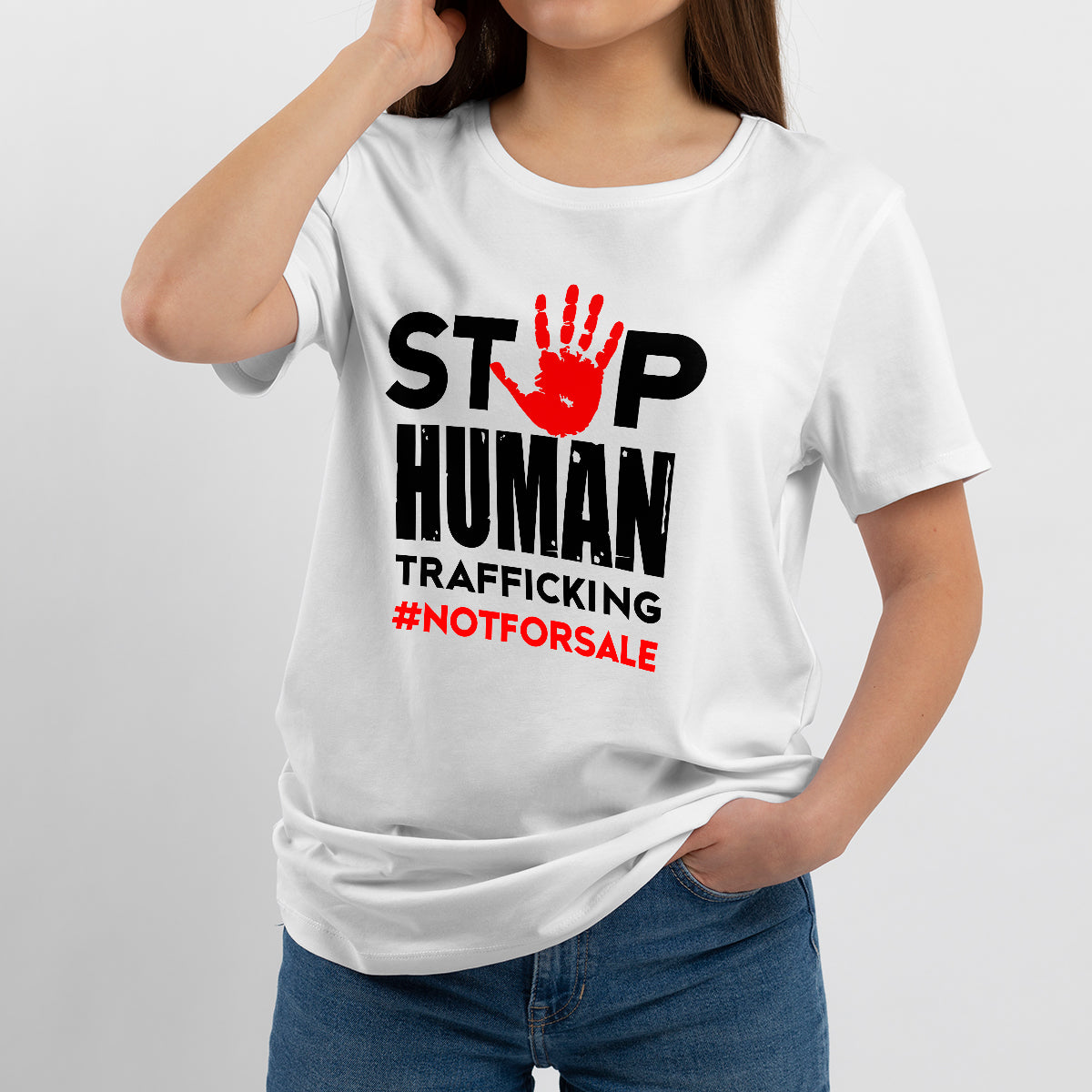 Stop Human Trafficking #NotForSale Hand Print, Awareness T Shirt - Wonder Print Shop