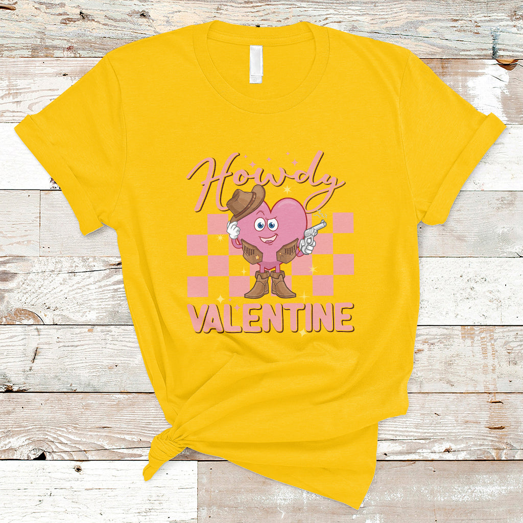 Howdy Valentine Funny Valentine's Day Cowboy Heart Groovy T-Shirt - Wonder Print Shop