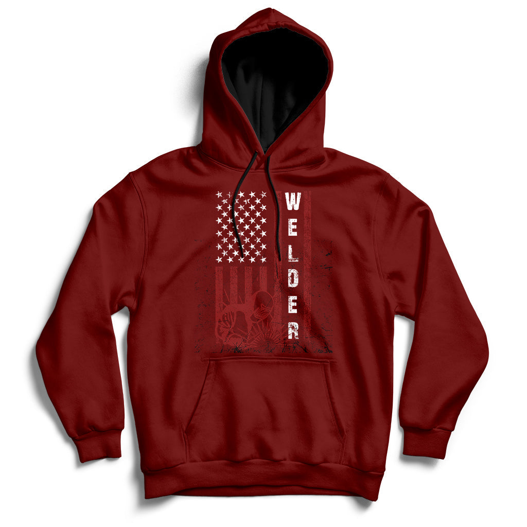 Welder Vintage Usa American Flag Patriotic Welding Hoodie - Wonder Print Shop