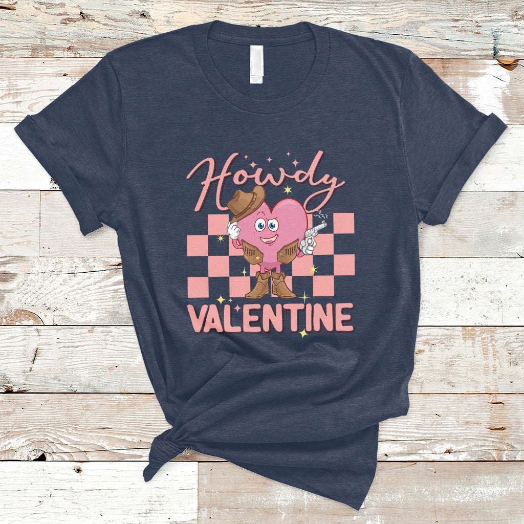 Howdy Valentine Funny Valentine's Day Cowboy Heart Groovy T-Shirt - Wonder Print Shop