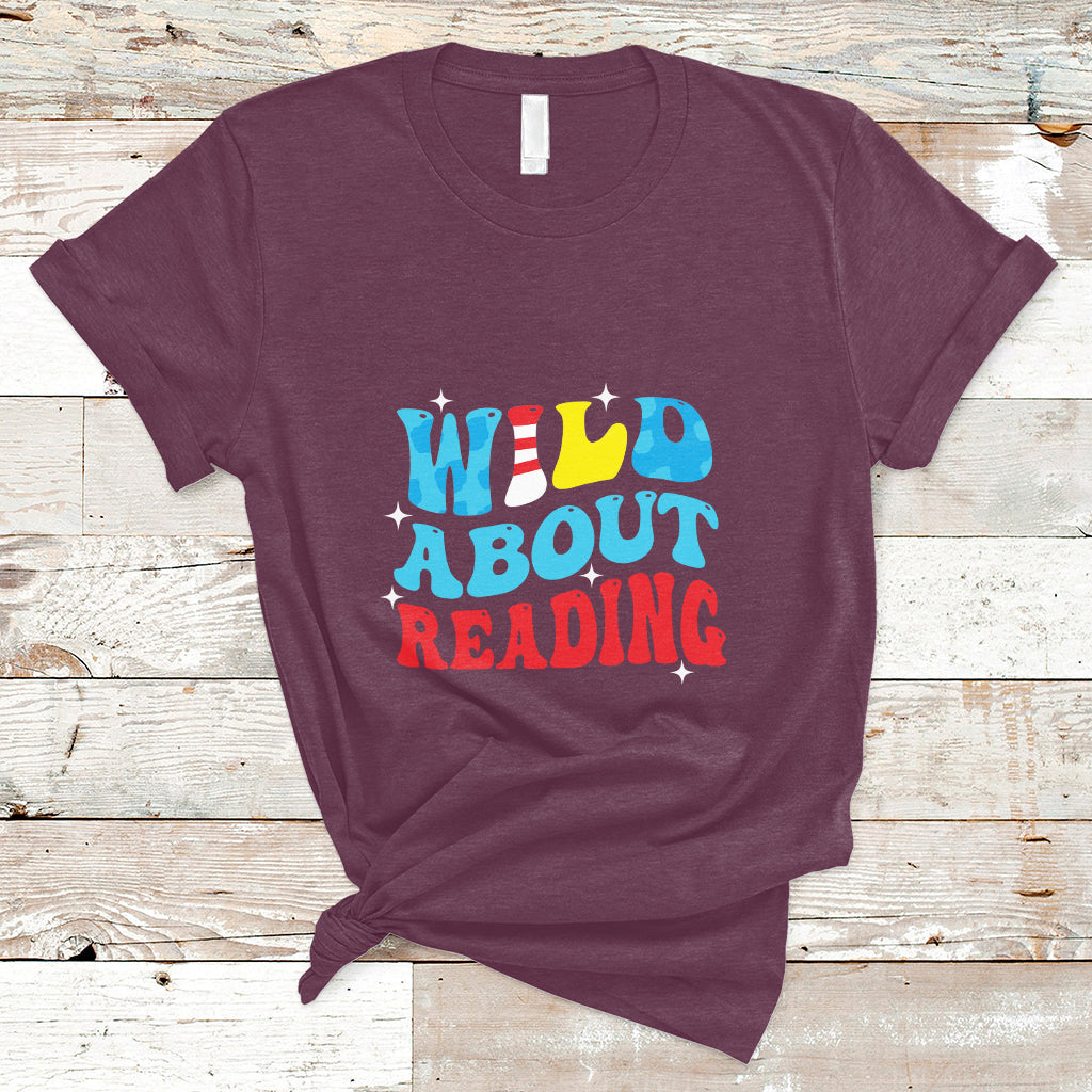 Wild About Reading Teacher Of Little Things Red White Stripe Reading T Shirt - Wonder Print Shop